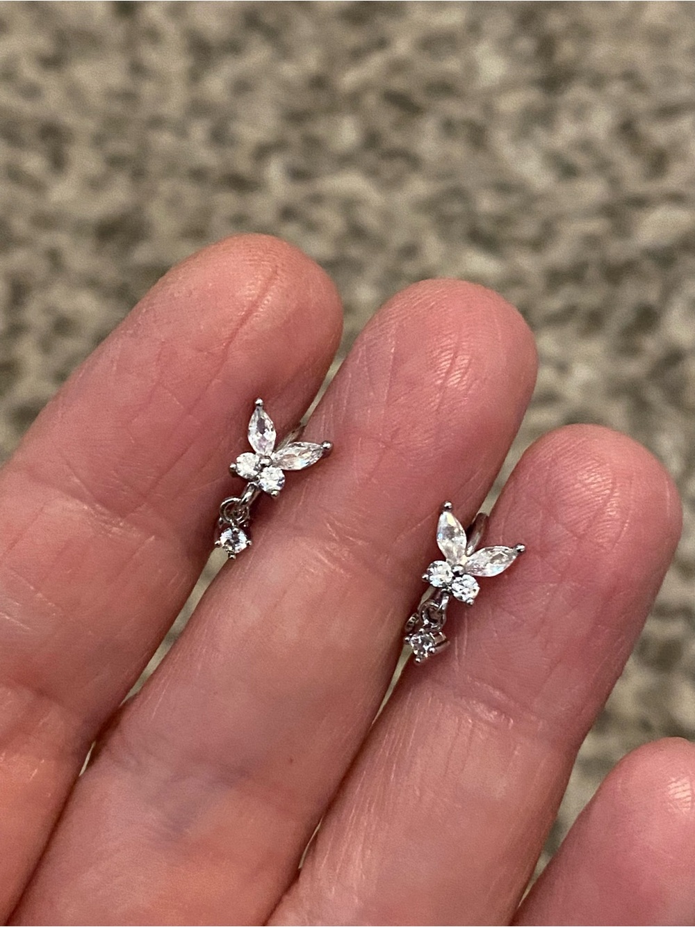 Delicate Silver Crystal Butterfly Stud Earrings - Clear